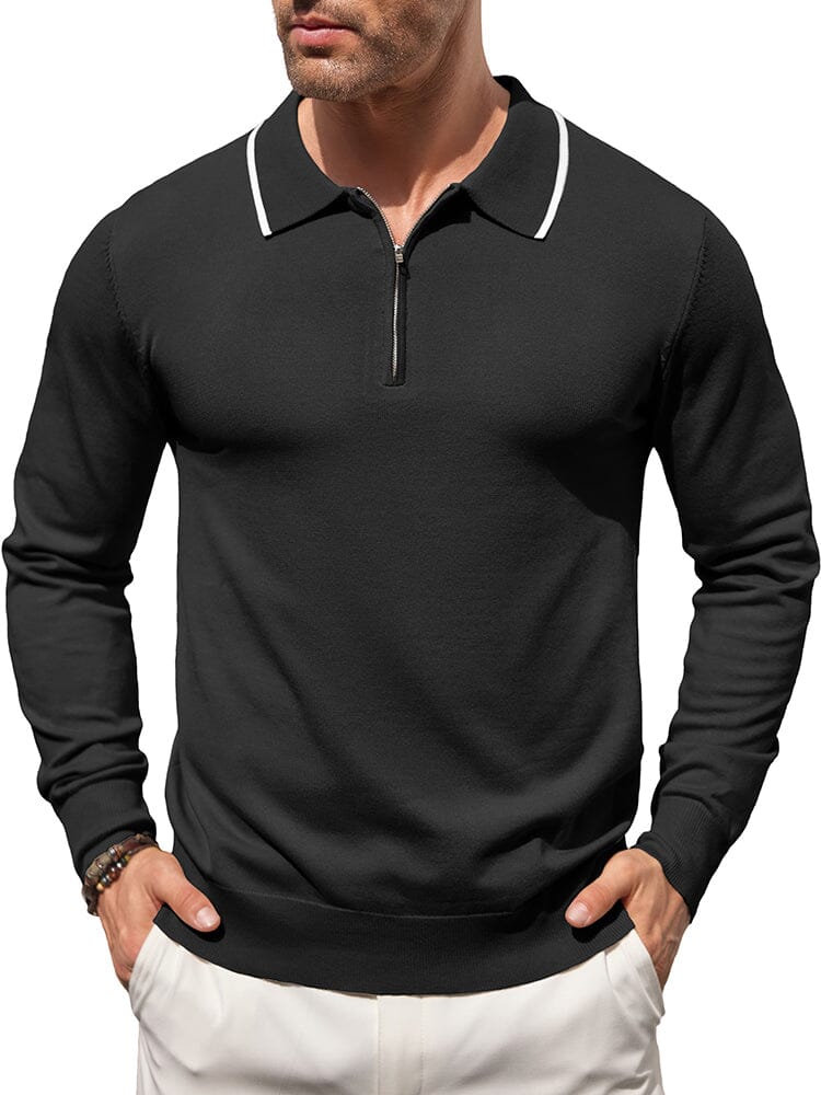Klassisch Quarter Zip Polo Hemd