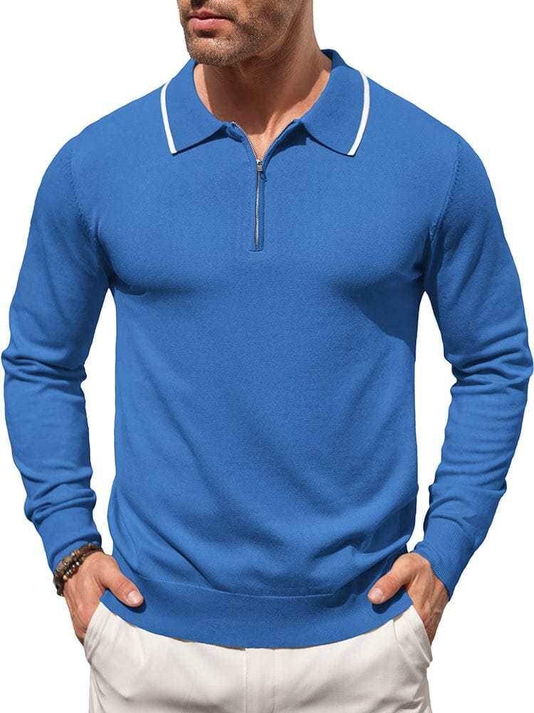 Klassisch Quarter Zip Polo Hemd