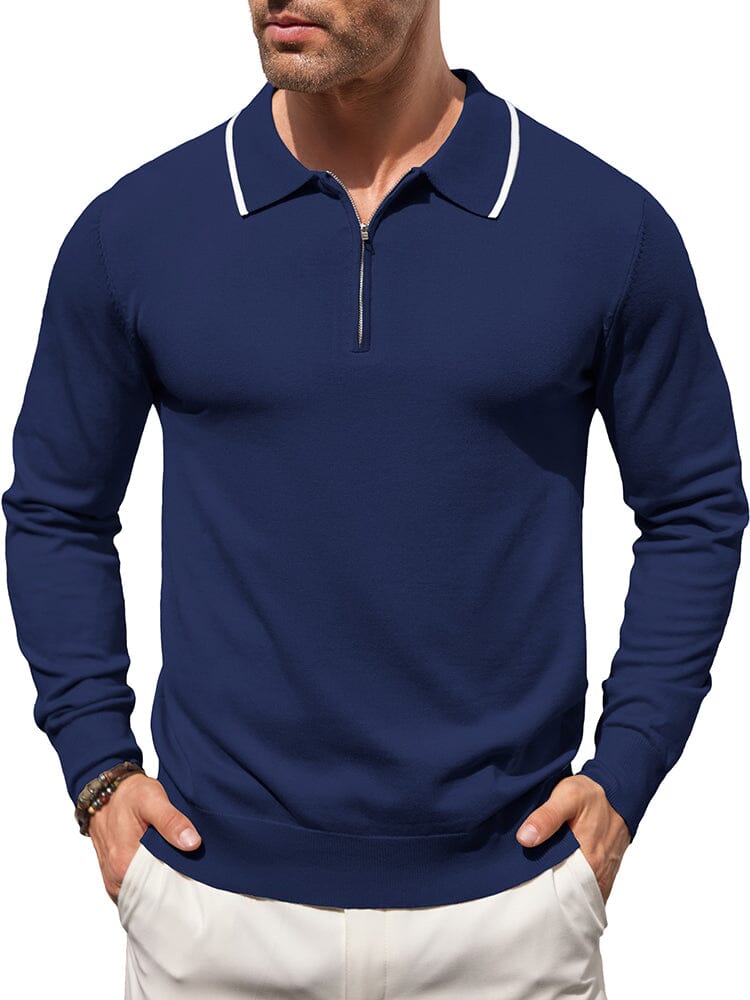 Klassisch Quarter Zip Polo Hemd