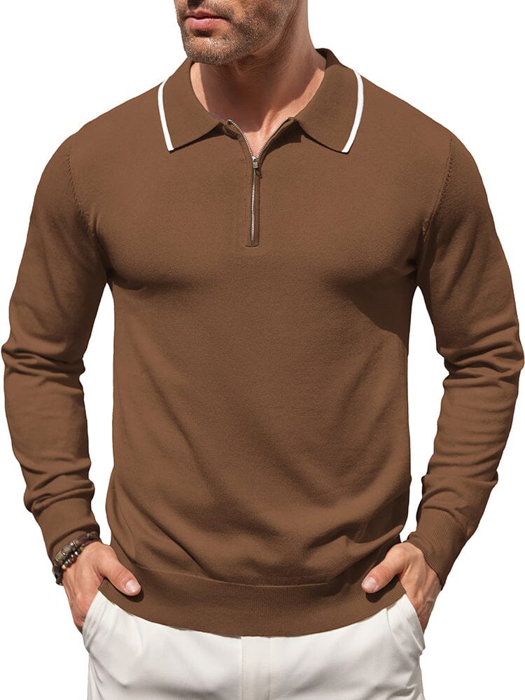 Klassisch Quarter Zip Polo Hemd