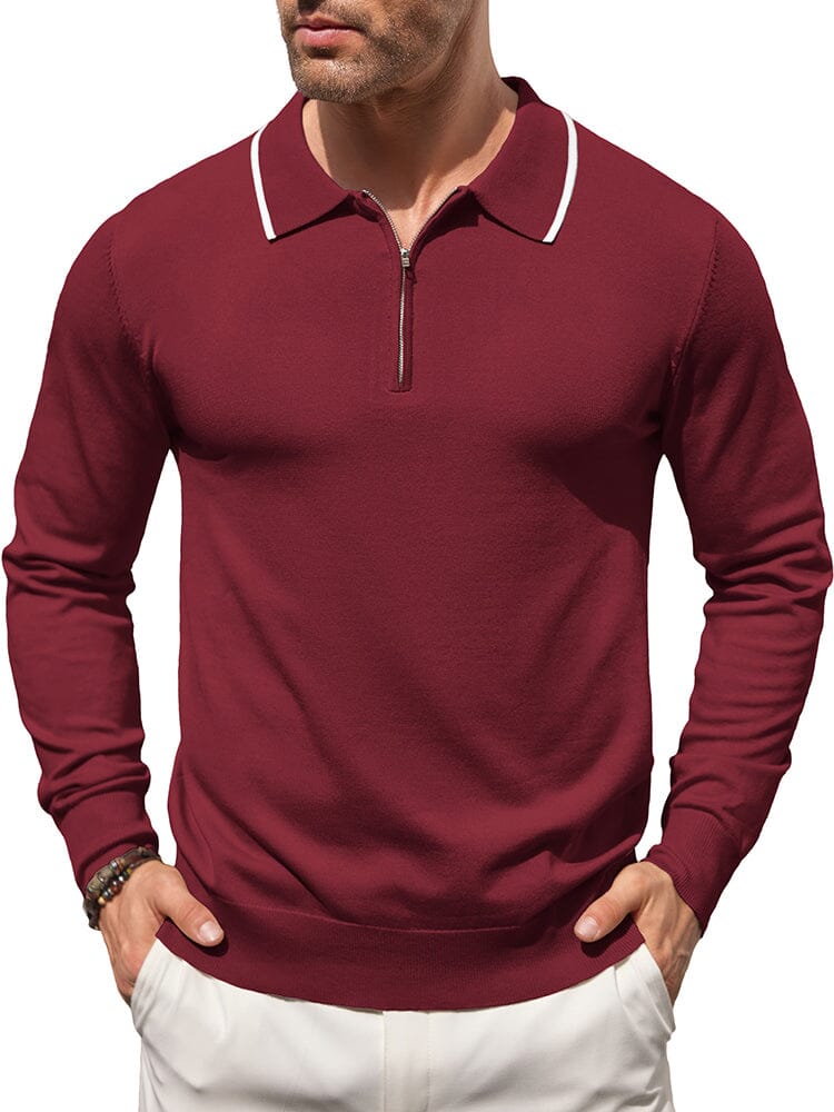 Klassisch Quarter Zip Polo Hemd