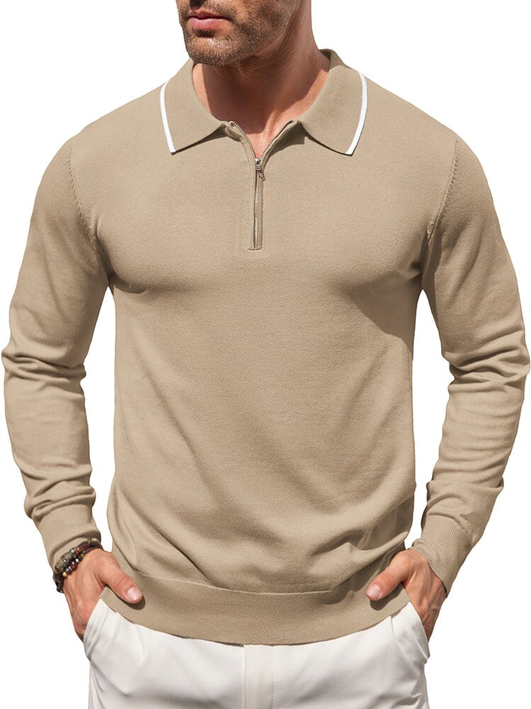 Klassisch Quarter Zip Polo Hemd