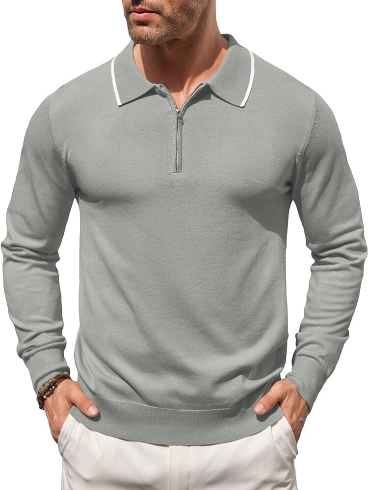 Klassisch Quarter Zip Polo Hemd