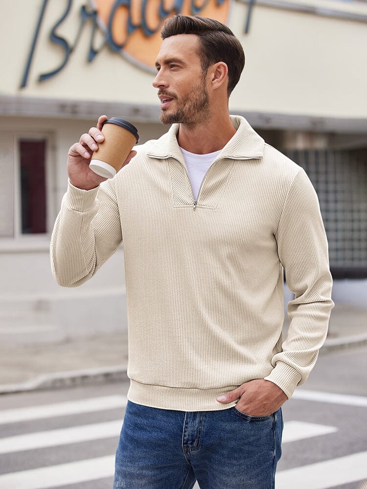 Casual Corduroy Polo Kragen Pullover (US Only)