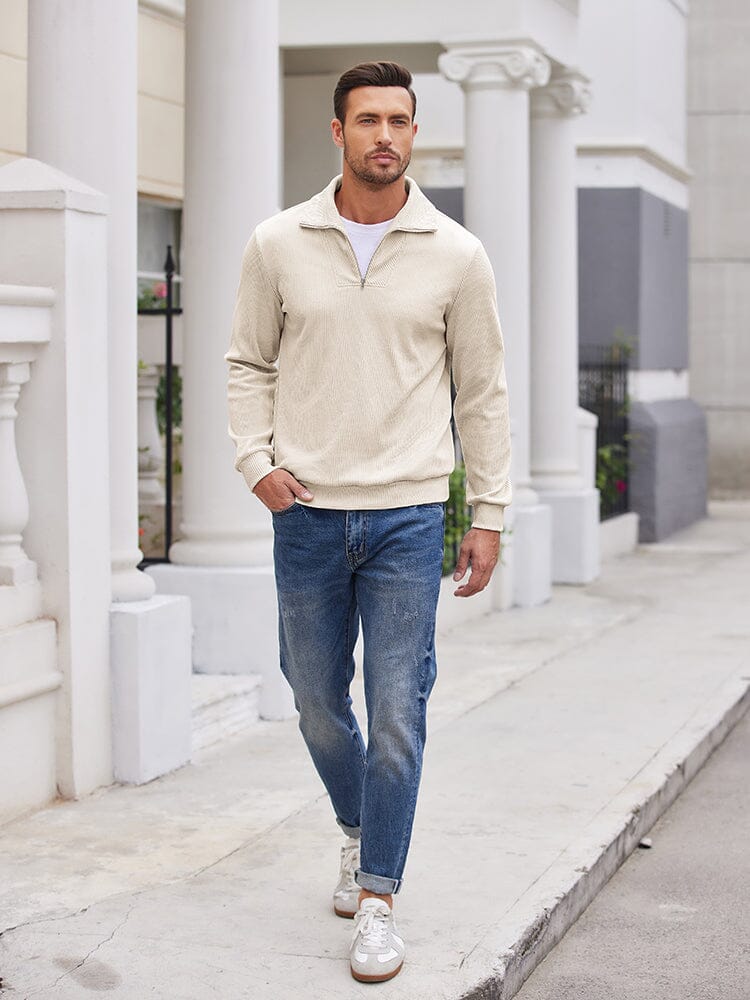 Casual Corduroy Polo Kragen Pullover (US Only)
