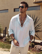 Henley Baumwolle Strand Hemden (US Only)