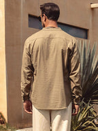 Baumwolle Leinen Stil Henley Hemd