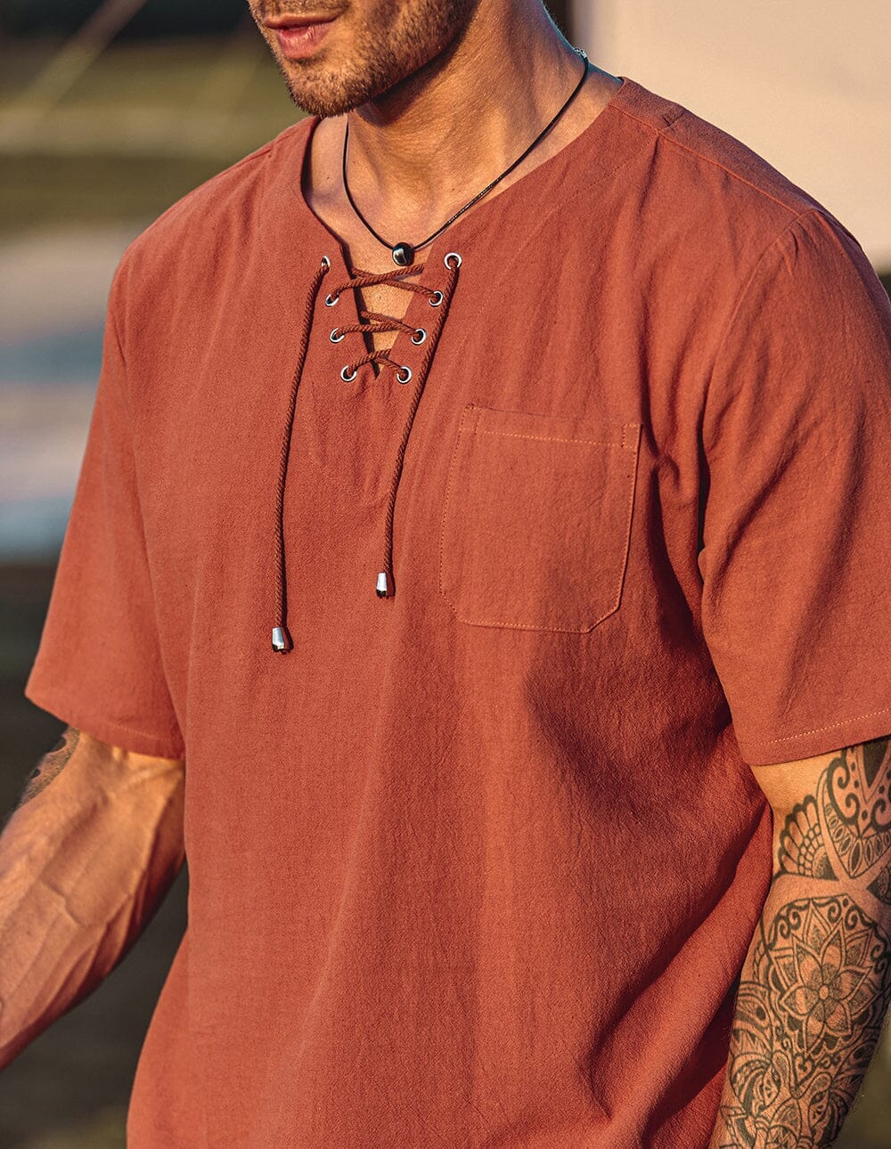 Casual Leinen Stil V Neck Hemden (US Only)