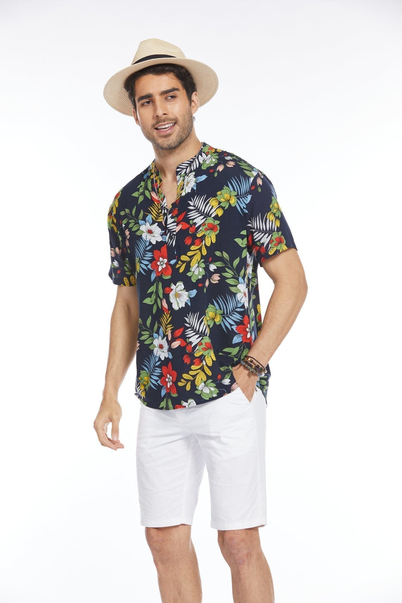Blumen Henley Hemd