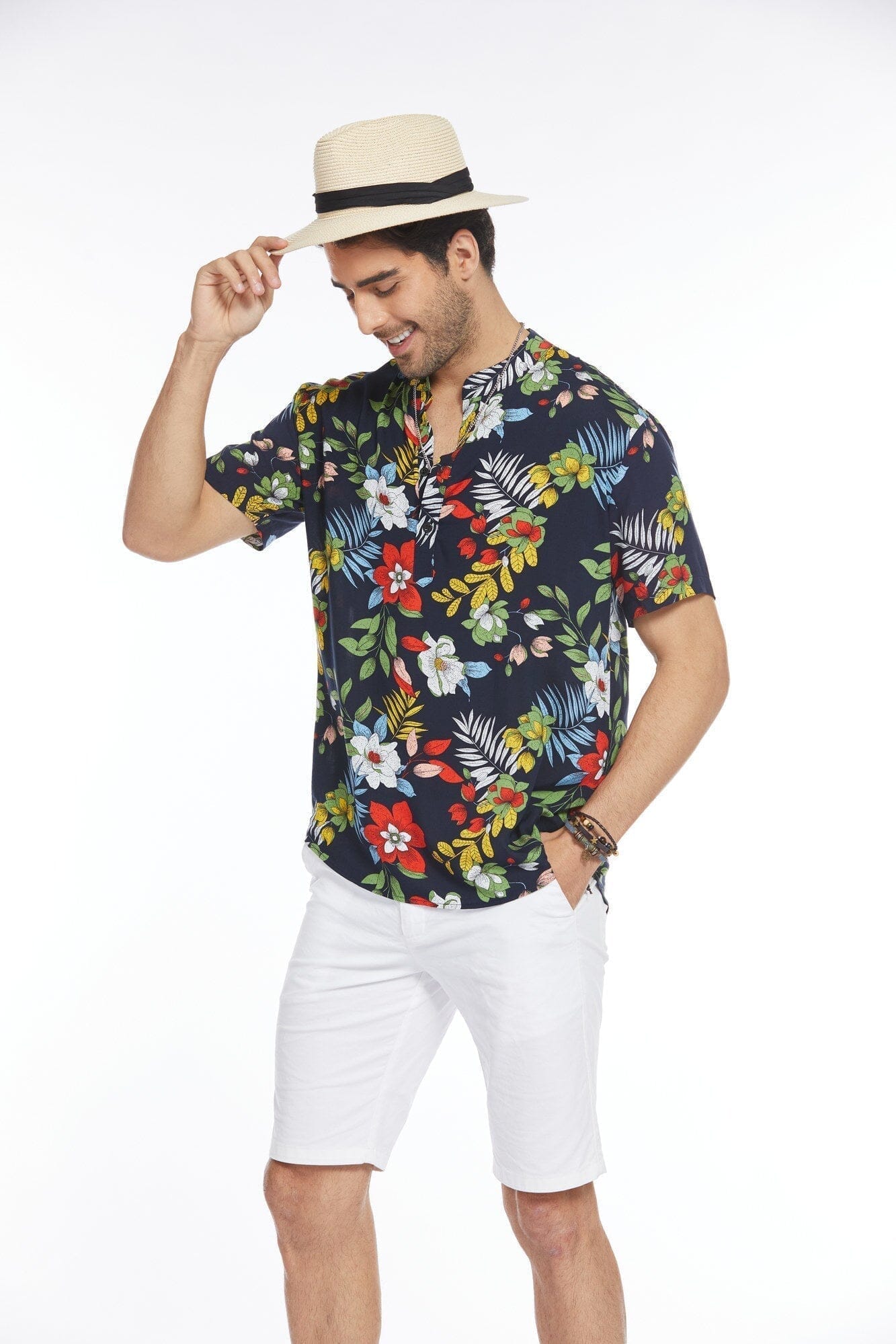 Blumen Henley Hemd
