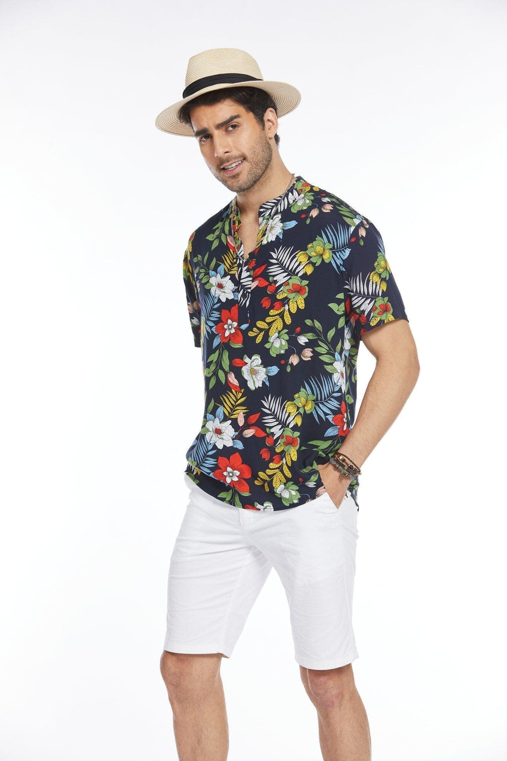 Blumen Henley Hemd