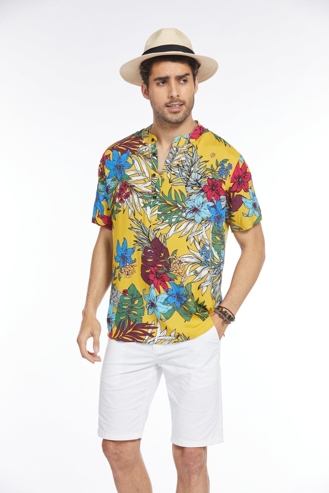 Blumen Henley Hemd