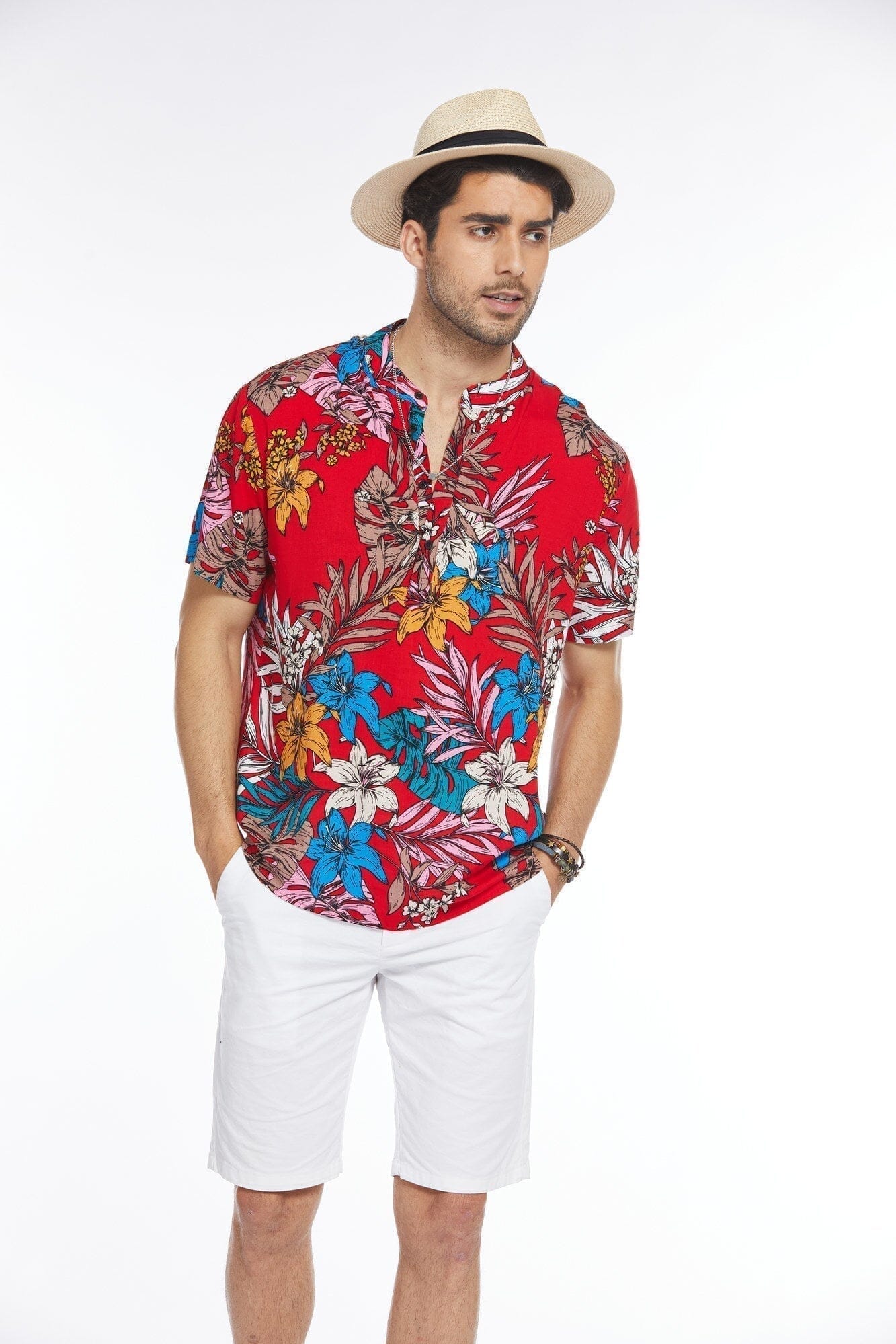 Blumen Henley Hemd
