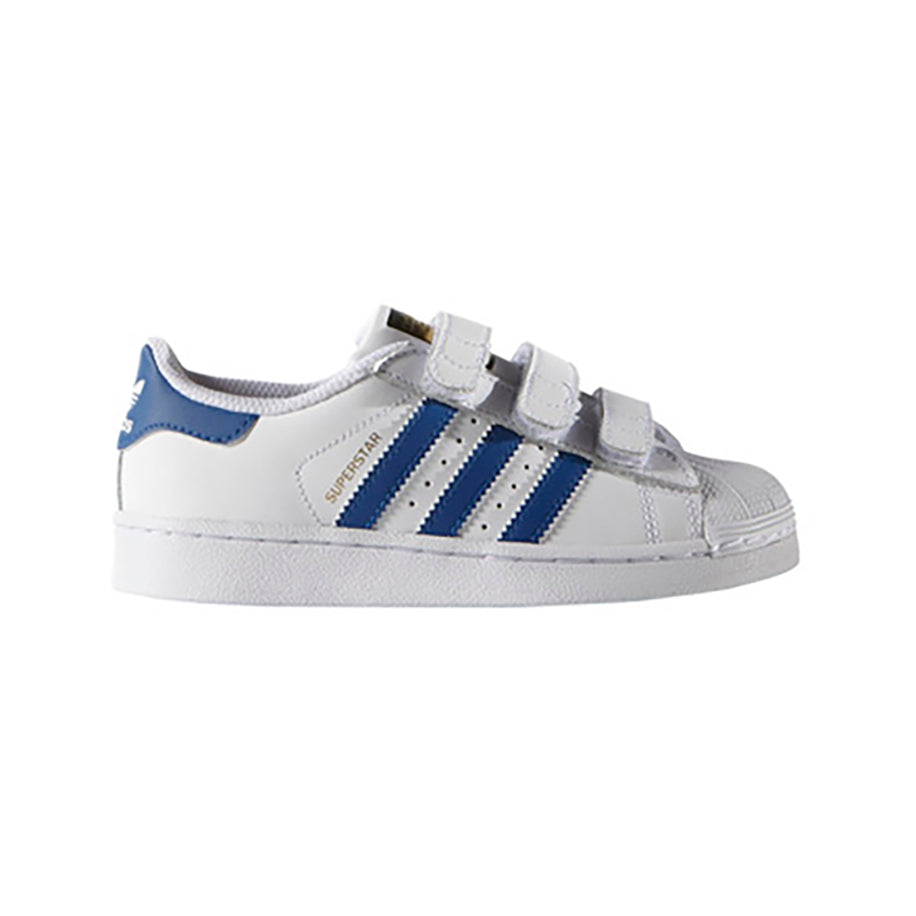 Adidas Superstar Kinder Weiß mit Strisce Blau Reale Sneaker Casual