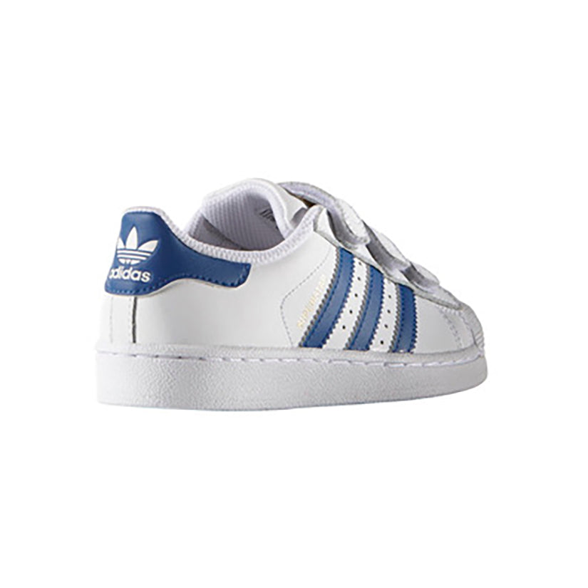 Adidas Superstar Kinder Weiß mit Strisce Blau Reale Sneaker Casual