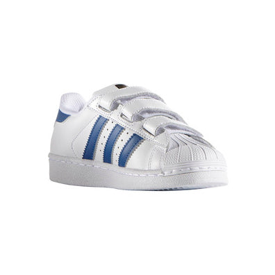 Adidas Superstar Kinder Weiß mit Strisce Blau Reale Sneaker Casual