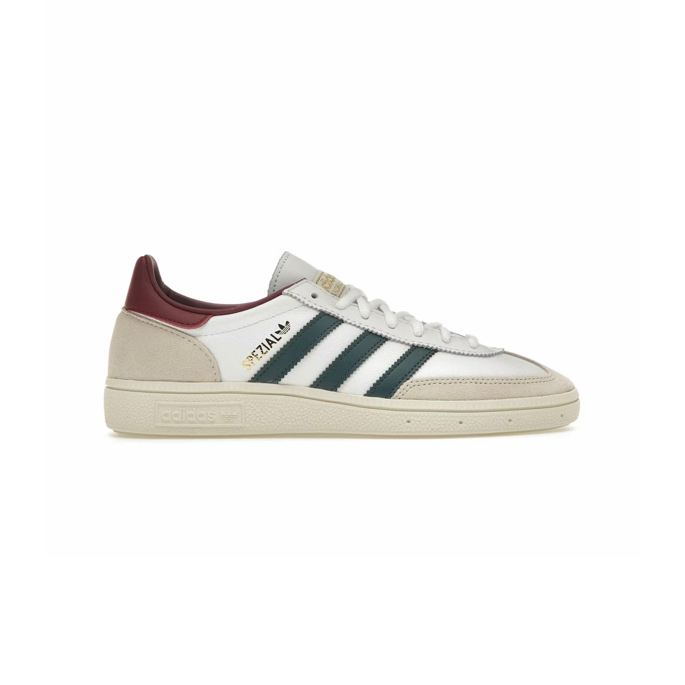 Adidas Handball Spezial Schuhe Weiß mit Details Grün Dunkel und Bordeaux Herren