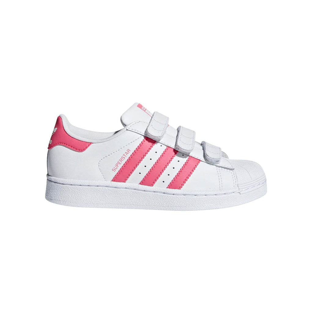Adidas Superstar Kinder Weiß mit Strisce Rosa Schuhe Casual