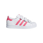 Adidas Superstar Kinder Weiß mit Strisce Rosa Schuhe Casual