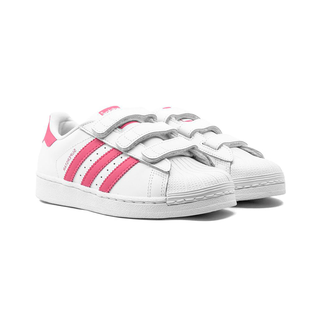 Adidas Superstar Kinder Weiß mit Strisce Rosa Schuhe Casual
