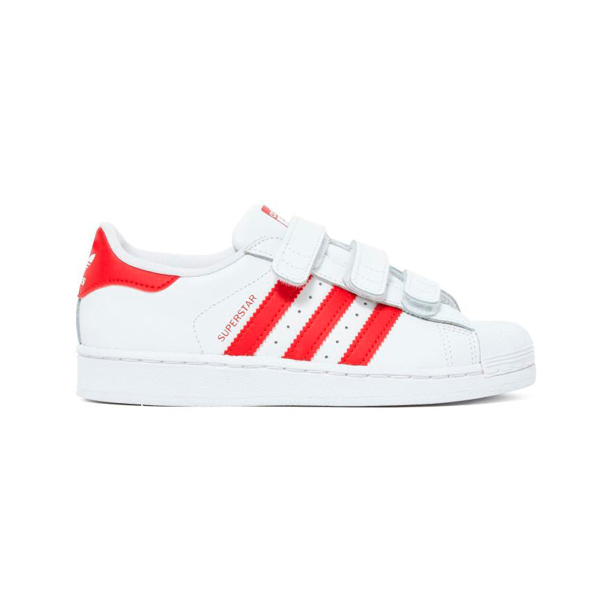 Adidas Superstar Kinder Weiß mit Strisce Rot Schuhe Casual