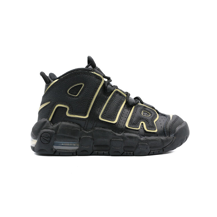 Nike Air More Uptempo Schwarz und Gold Metallizzato GS Sneaker Kinder