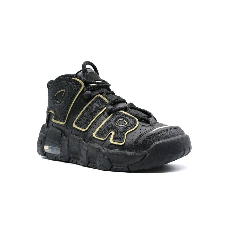 Nike Air More Uptempo Schwarz und Gold Metallizzato GS Sneaker Kinder