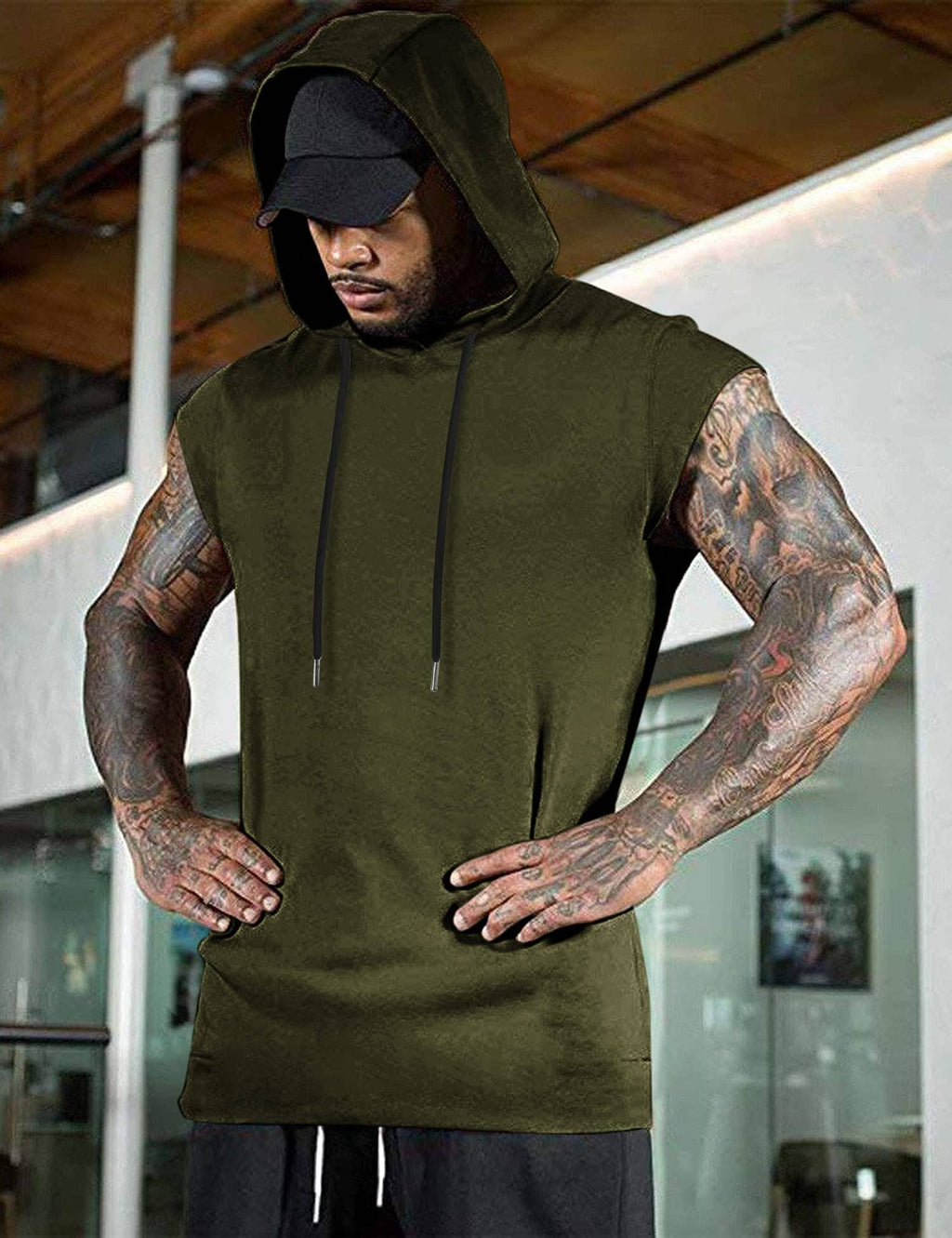 Gym Muscle Mit Kapuze Tank Top