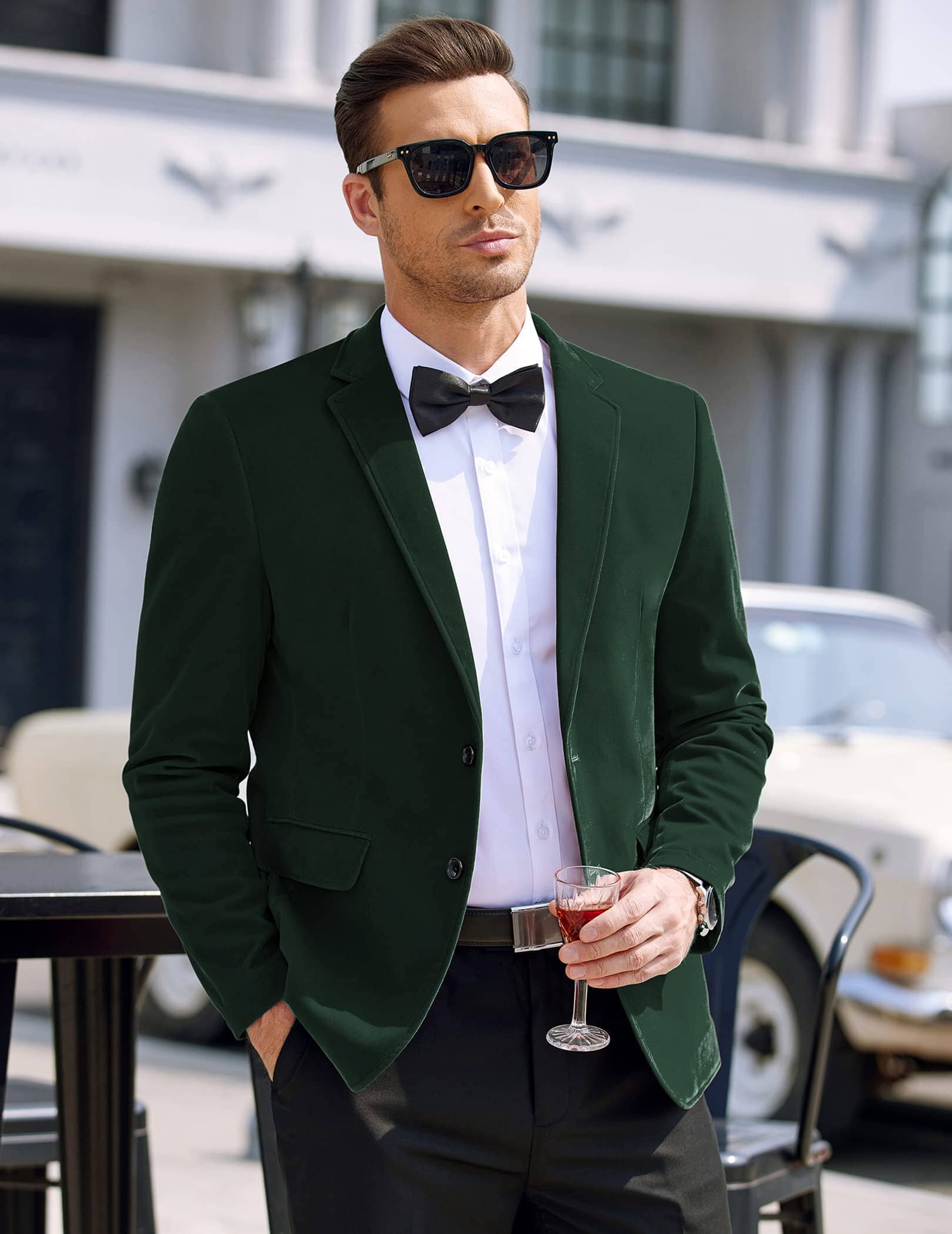 Two Knopf Slim Fit Blazer Retro Tuxedo Anzug Jacken