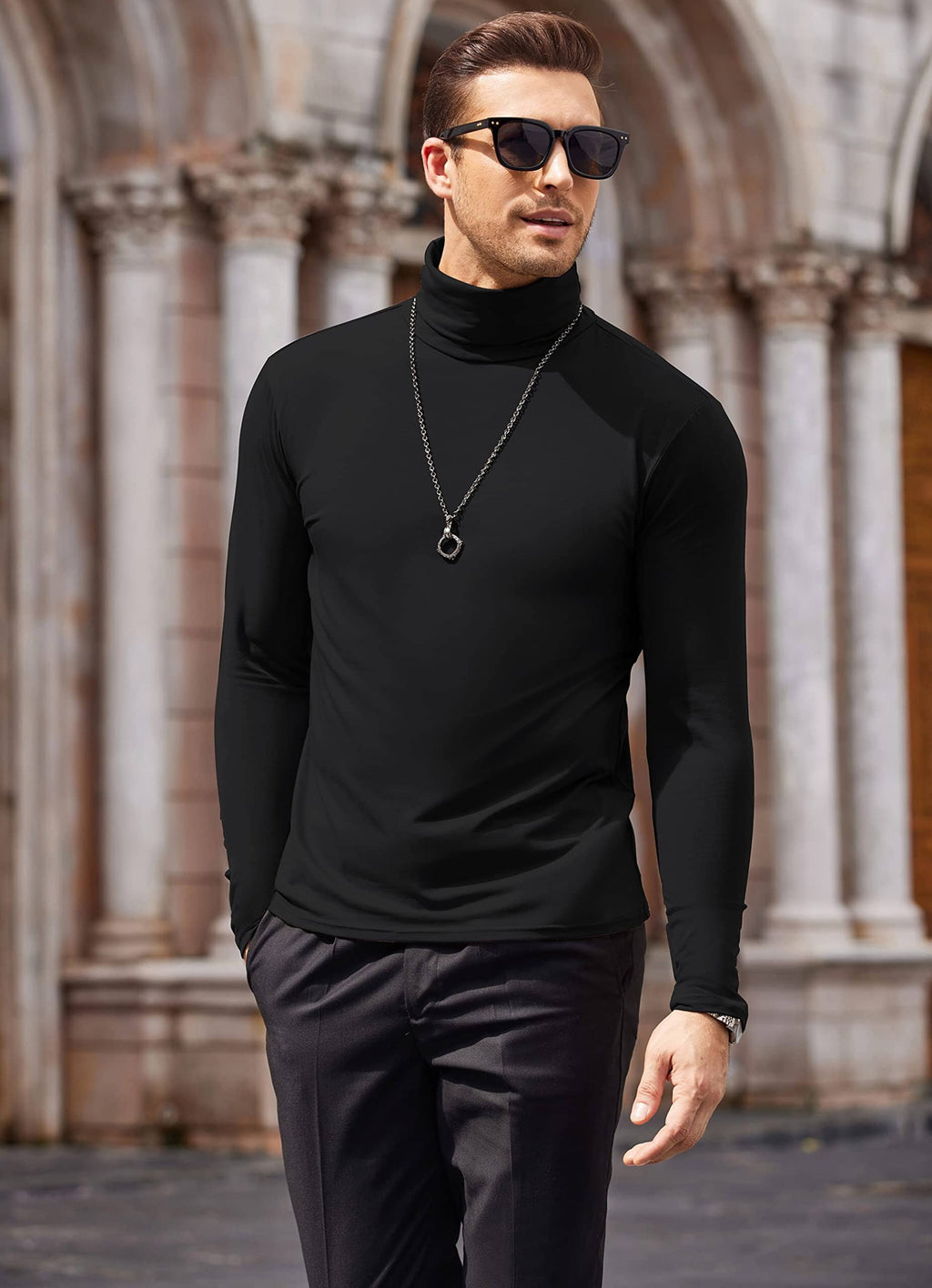 Slim Fit Rollkragen Basic Baumwolle Pullover