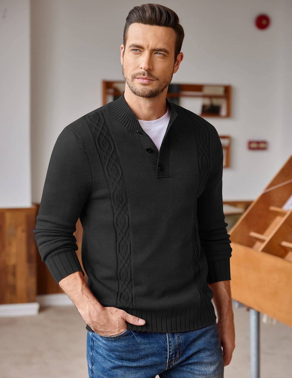 Twisted Stand Kragen Strick Pullover Pullover