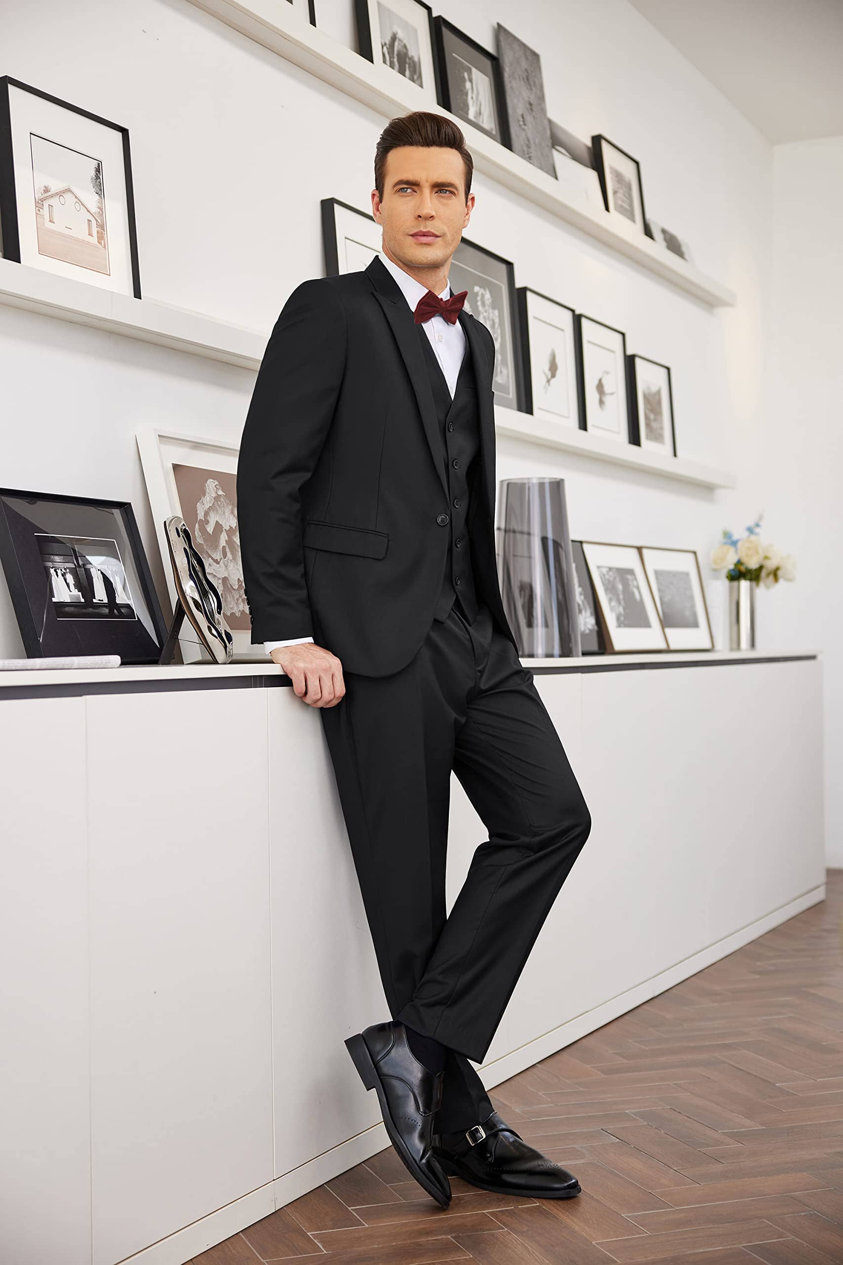 3 Teil Suits Set Tuxedo Prom Blazer Weste Hose Set