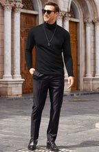 Slim Fit Rollkragen Basic Baumwolle Pullover