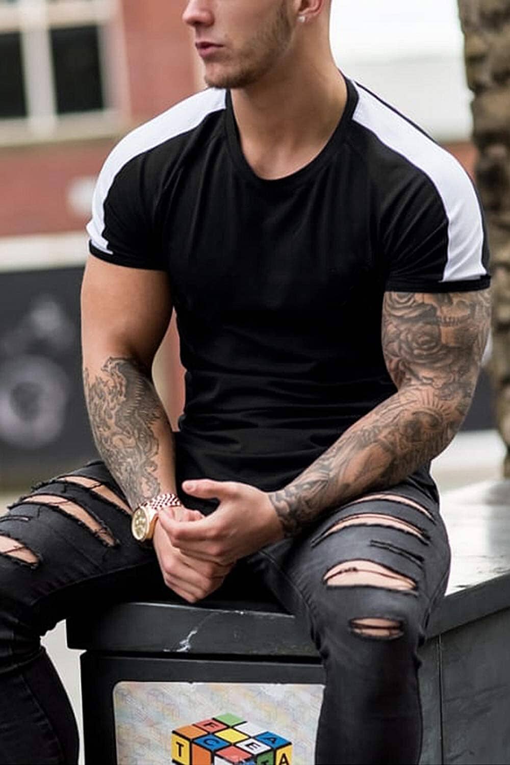 Slim Fit Longline T-Hemd (US Only)