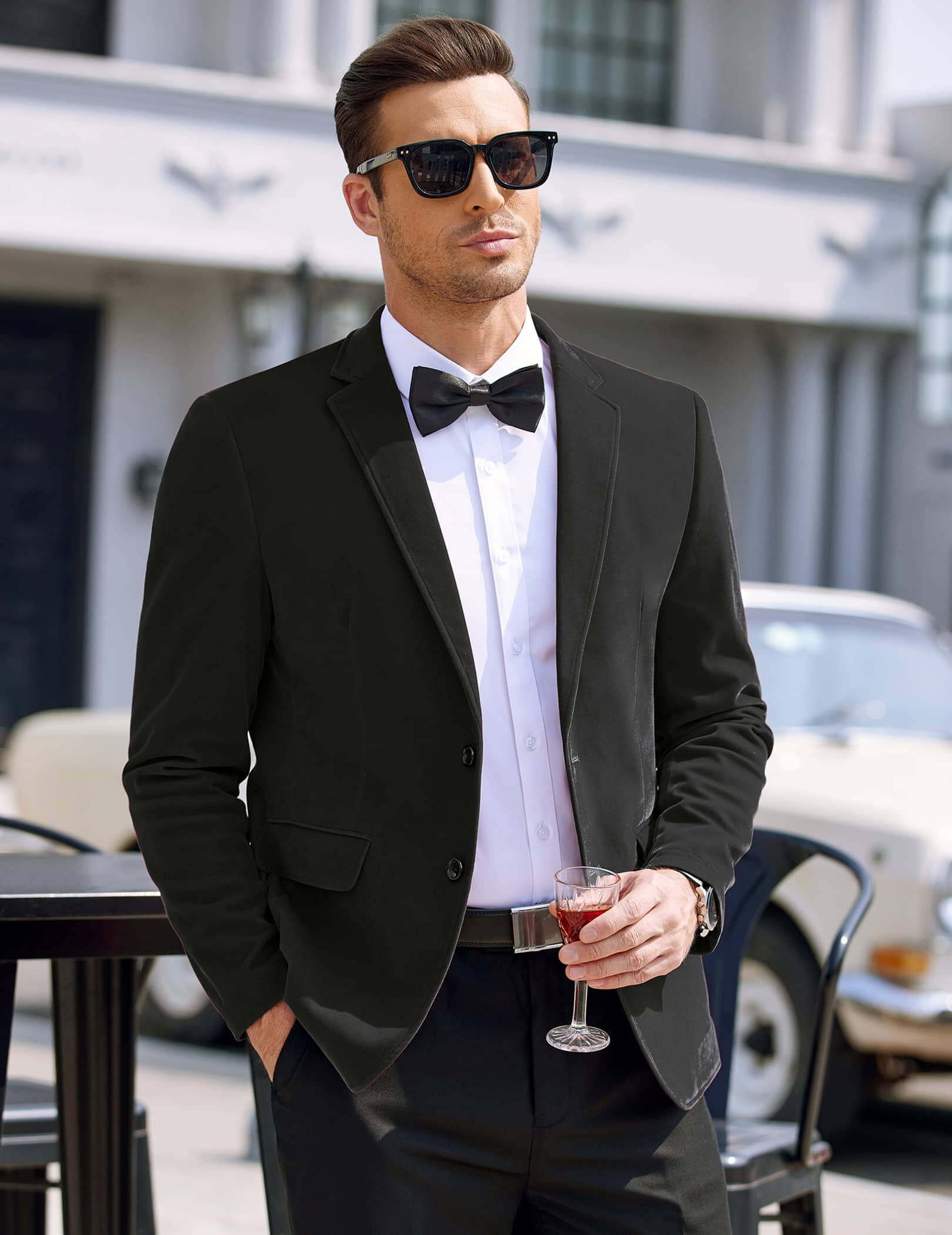 Two Knopf Slim Fit Blazer Retro Tuxedo Anzug Jacken