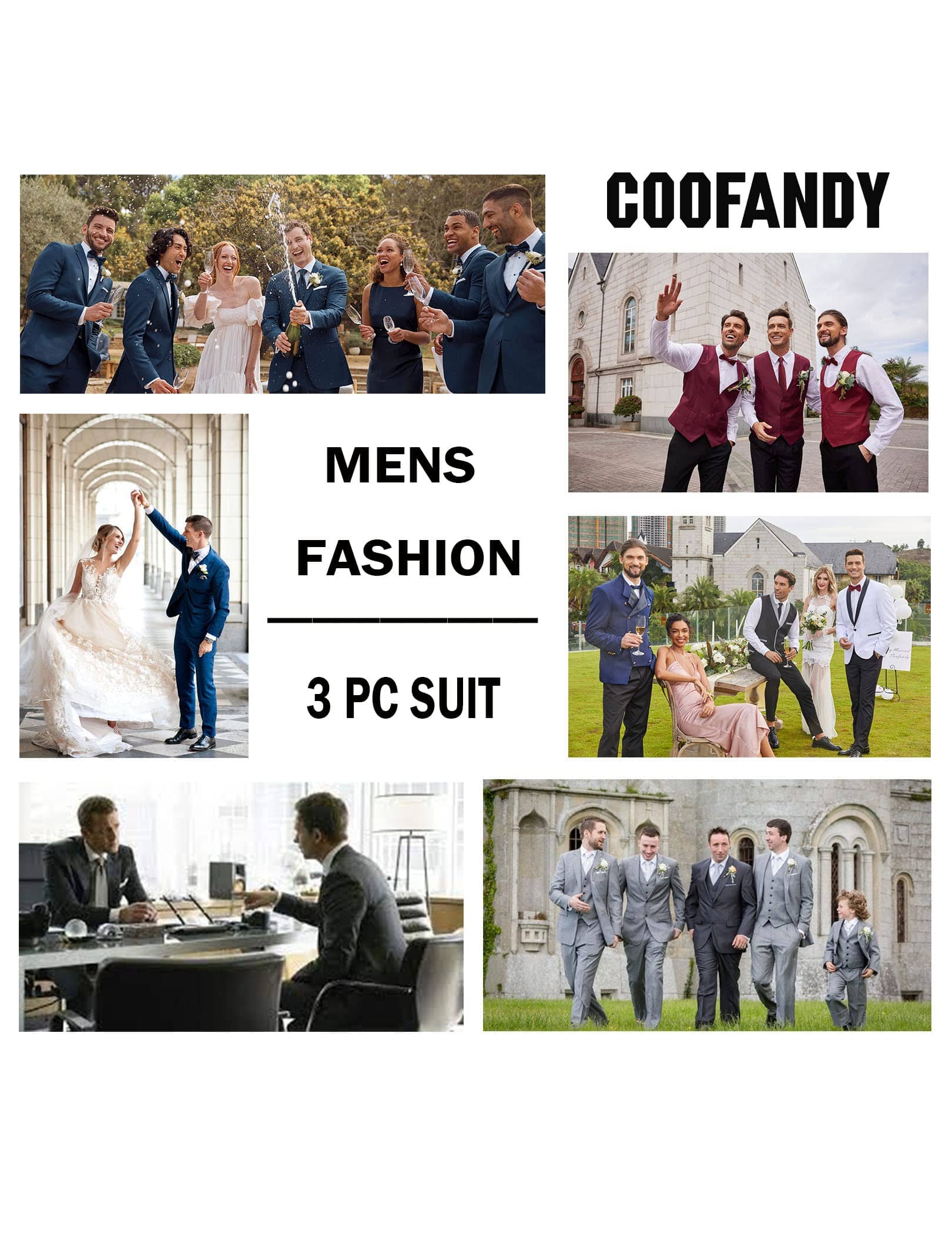 3 Teil Suits Set Tuxedo Prom Blazer Weste Hose Set