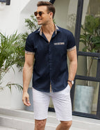 Casual Plaid Kragen Leinen Stil Hemd