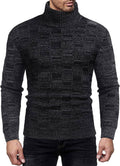 Men's Strick Rollkragen Pullover Plaid Stehkragen Lang Ärmel Pullover