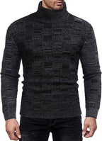 Men's Strick Rollkragen Pullover Plaid Stehkragen Lang Ärmel Pullover