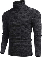 Men's Strick Rollkragen Pullover Plaid Stehkragen Lang Ärmel Pullover