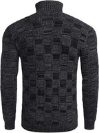 Men's Strick Rollkragen Pullover Plaid Stehkragen Lang Ärmel Pullover