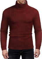 Men's Strick Rollkragen Pullover Plaid Stehkragen Lang Ärmel Pullover