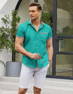 Casual Plaid Kragen Leinen Stil Hemd