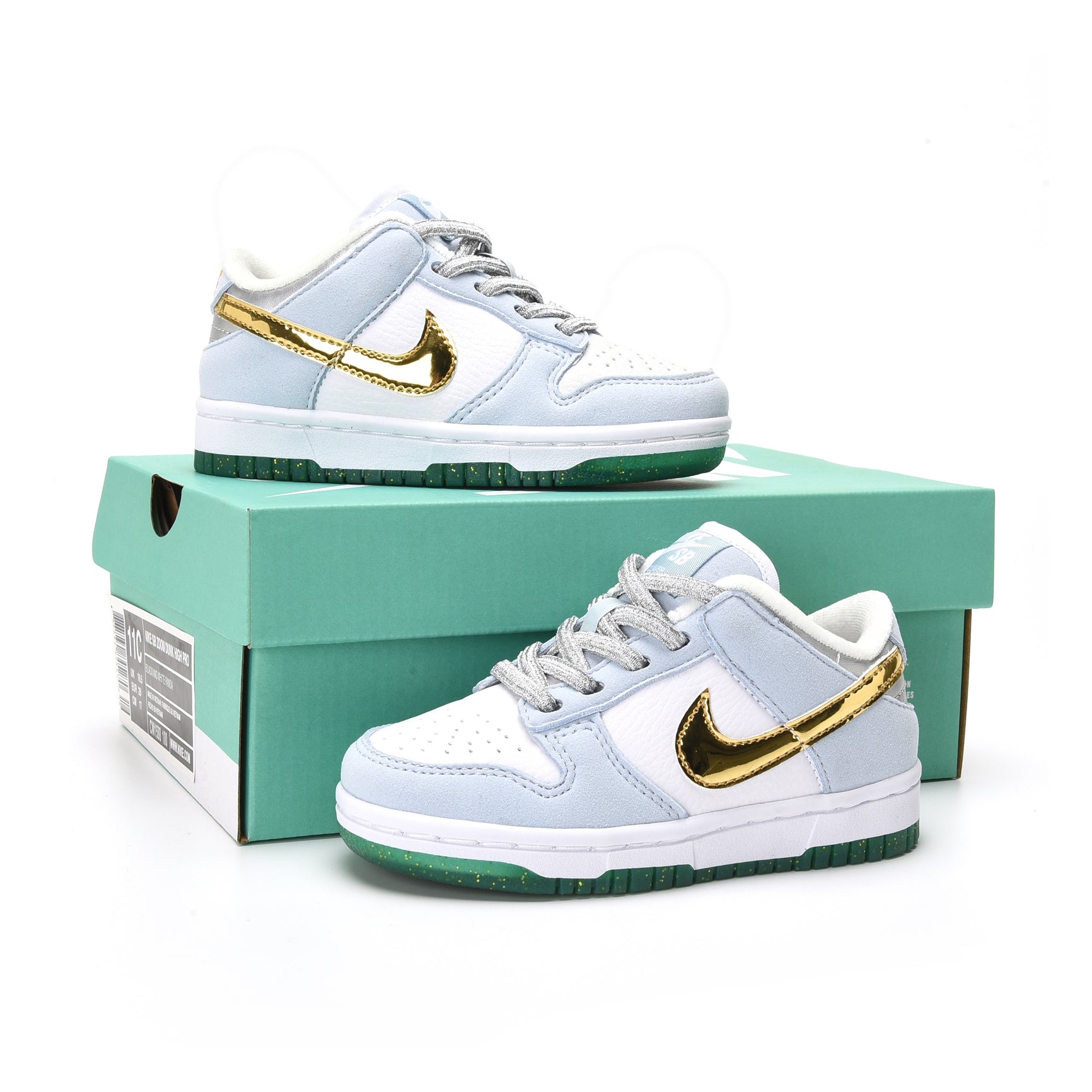 Nike Dunk Low Kinder x Sean Cliver Weiß und Gold Schuhe Exklusiv