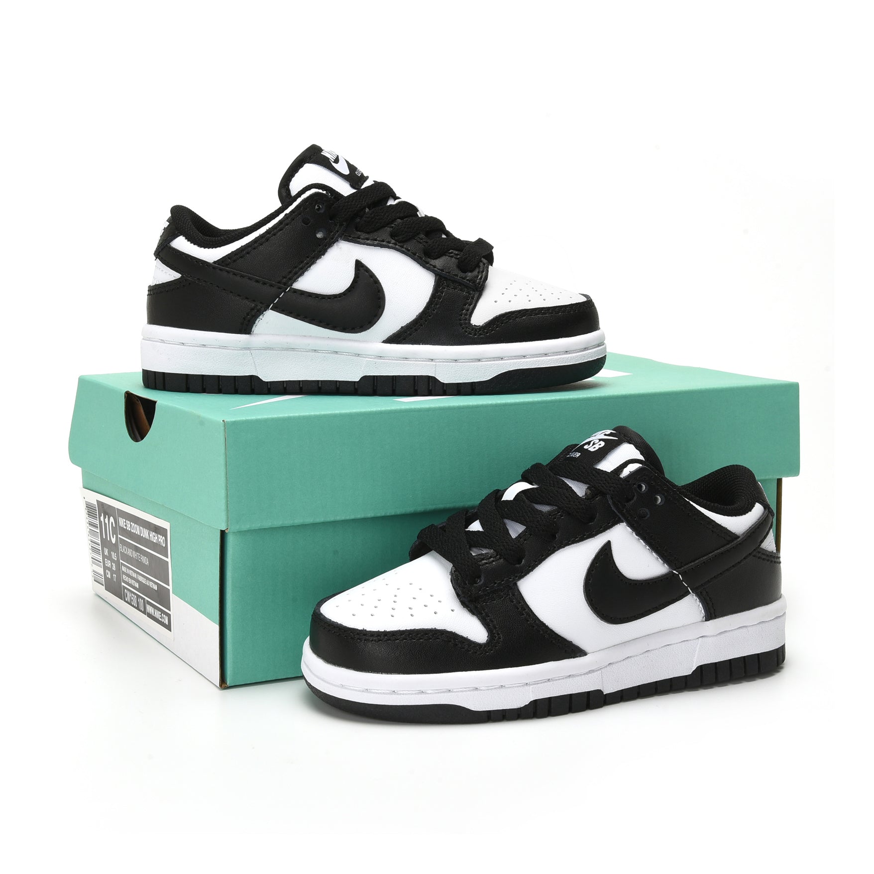 Nike Dunk Low Kinder Weiß und Schwarz Panda Schuhe Casual