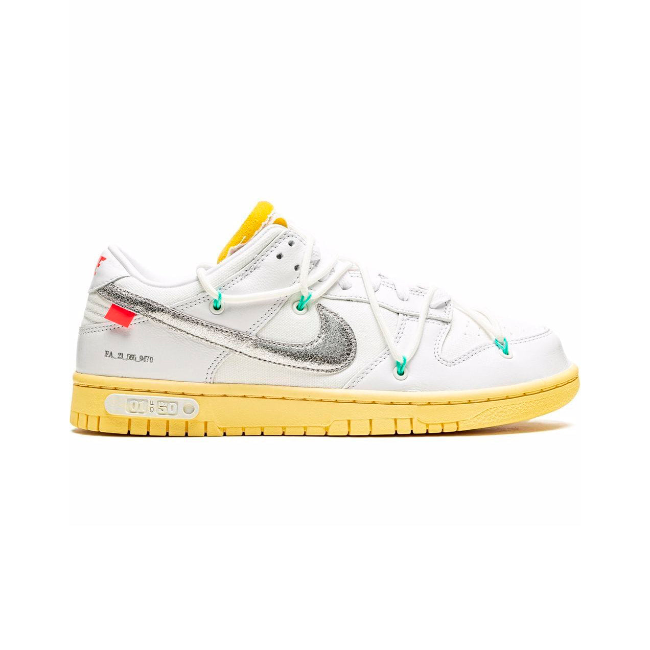 Nike Dunk Low Weiß und Gelb x Off-Weiß Lot 1 Schuhe Herren Damen