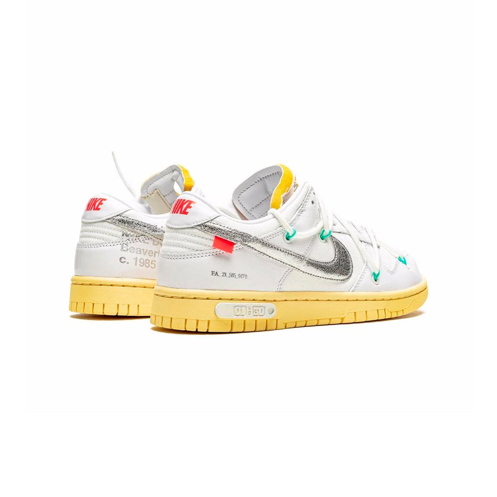 Nike Dunk Low Weiß und Gelb x Off-Weiß Lot 1 Schuhe Herren Damen