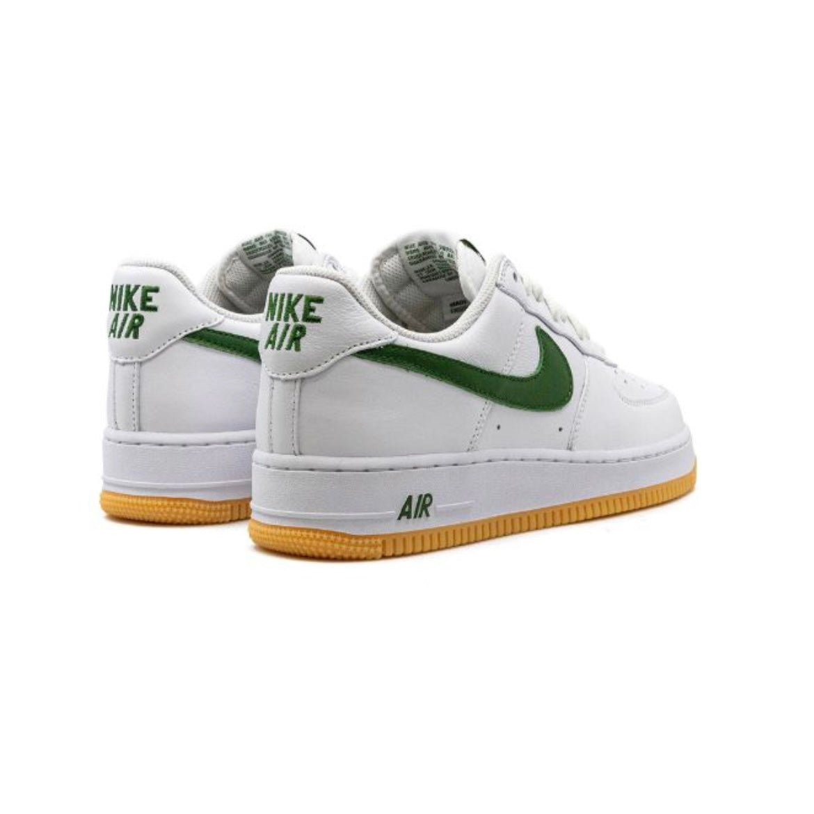 Nike Air Force 1 Low Retro Weiß mit Swoosh Grün und Sohle Gum