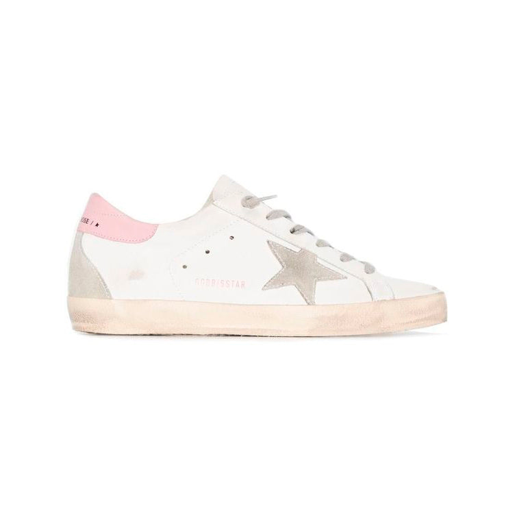 Golden Goose Pure Star Sneaker Weiß mit Stella Rosa und Grau