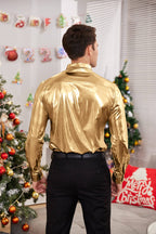 Metallic Disco Shiny Knopf Nightclub Party Hemd